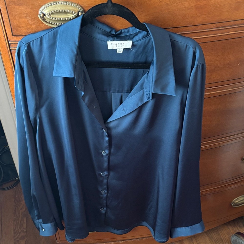 Skies Are Blue Dark Blue Blouse